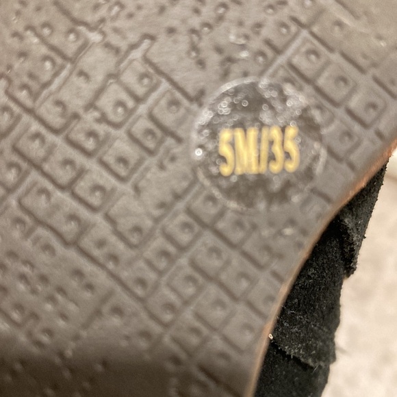 VGUC Black Suede Lucky Brand Zoila wedge bootie suede boots Size 5M - Picture 8 of 8